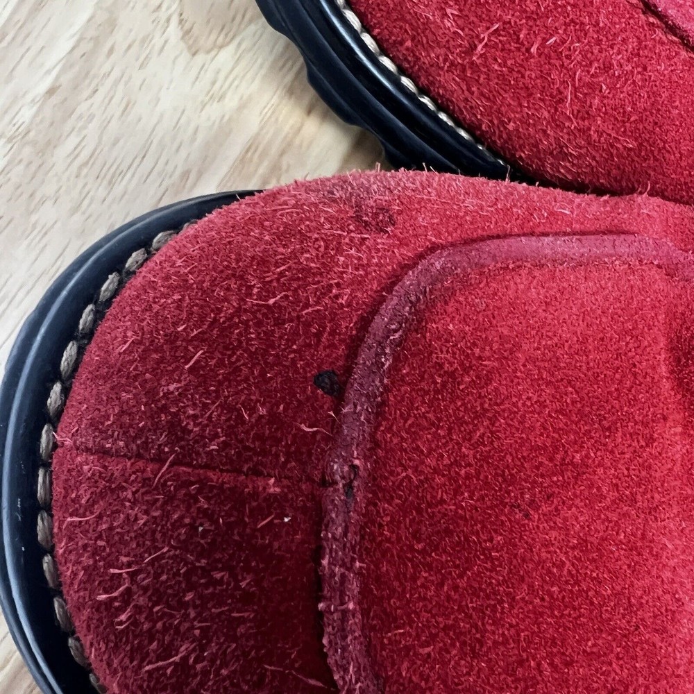 UGG Kohala Shearling Women's Red Suede Shearling Lined Loafers Mules Size 11 - Picture 6 of 8